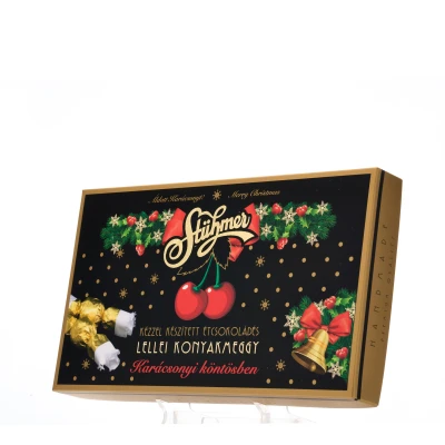 Lellei Konyakmeggy karácsonyi csomagolásban, étcsokoládés 300g