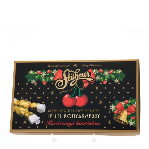 Lellei Konyakmeggy karácsonyi csomagolásban, étcsokoládés 300g