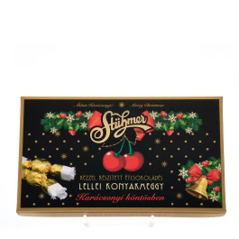 Lellei Konyakmeggy karácsonyi csomagolásban, étcsokoládés 300g